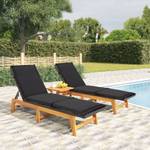 Garten-Lounge-Set 3154401 (3-teilig) Schwarz - Metall - Polyrattan - Holzart/Dekor - 54 x 87 x 200 cm