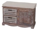 Sitzbank J22, Shabby-Look Braun - Weiß - Massivholz - Holzart/Dekor - 71 x 49 x 32 cm