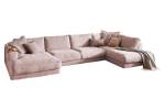 Sofa MADELINE Wohnlandschaft Cord Pink - Armlehne davorstehend rechts - Longchair davorstehend links