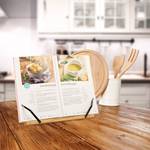 Porte-livre de cuisine avec ornements Noir - Marron - Bambou - Métal - 34 x 24 x 21 cm