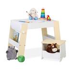 Kindersitzgruppe aus Hocker und Tisch Beige - Weiß - Holzwerkstoff - 73 x 50 x 46 cm