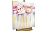 Bild handgemalt Rose Scented Summertime Pink - Weiß - Massivholz - Textil - 80 x 80 x 4 cm