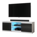 FURNIX meuble tv/banc tv Arenal sans LED Noir brillant