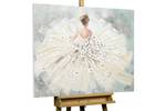 Tableau peint Danseuse des nuages Gris - Blanc - Bois massif - Textile - 100 x 75 x 4 cm
