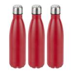 Gourde inox bouteille eau rouge lot de 3 Noir - Rouge - Argenté