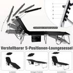 Sonnenliege mit Dach + Seitentasche Schwarz