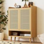 Sideboard Kommode Coeus Ⅲ Braun - Holzwerkstoff - Metall - Massivholz - Holzart/Dekor - 35 x 105 x 80 cm