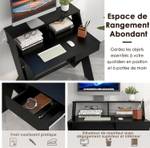 Bureau d'Ordinateur avec Tiroir JV10759 Noir