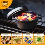 6x Mini Dutch Oven Gusseisentopf 11x5cm Schwarz - Metall - 12 x 16 x 37 cm