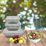 Set de 3 Lunch box Gris - Métal - 13 x 7 x 20 cm