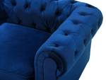 Fauteuil CHESTERFIELD Bleu - Bleu marine - Chêne foncé - 110 x 70 x 75 cm