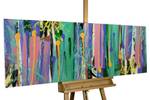 Tableau peint à la main Ère colorée Bois massif - Textile - 150 x 50 x 4 cm