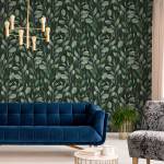 Papier Peint FEUILLES Eucalyptus Nature Beige - Vert - Papier - Textile - 53 x 1000 x 1000 cm