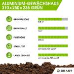Aluminium-Gewächshaus Grün Grün - 250 x 235 x 310 cm