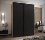 Armoire Lux 1 Noir - Imitation chêne - Argenté - Largeur : 180 cm