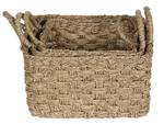 Aufbewahrungsbox HOIAN 3-tlg Beige - Blau - Naturfaser - 14 x 14 x 24 cm