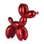 Große Harzskulptur Großer Ballonhund Hochglanz Rubinrot - 64 x 62 x 23 cm