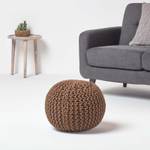 Runder Strickpouf 100% Baumwolle Braun