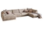 Sofa MADELINE Wohnlandschaft Cord Taupe - Armlehne davorstehend rechts - Longchair davorstehend links