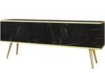 TV-Lowboard ORIS Schwarz - Gold - Marmor Schwarz Dekor - Gold