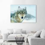 Wandbild Natur Nebel Tiere See Wolf Wald