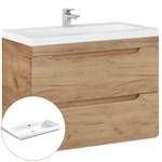 Waschtisch Wotaneiche 80cm Becken Braun - Holzwerkstoff - 81 x 63 x 46 cm