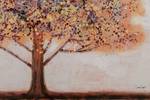 Tableau peint à la main Tree of Memory Orange - Rouge - Bois massif - Textile - 100 x 70 x 4 cm