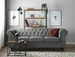 3-Sitzer Sofa CHESTERFIELD Grau - Hellgrau - Eiche Dunkel - 222 x 78 x 85 cm - Textil