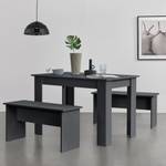 Lot de Table et 2 Bancs Hokksund Gris