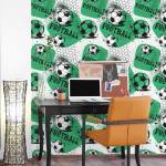 Tapete FUßBALL Sport Aufschriften Schwarz - Grün - Weiß - Papier - Textil - 53 x 1000 x 1000 cm