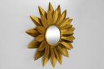 Wandspiegel Sonnenblumenring Gold - Metall - 90 x 90 x 7 cm