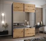 Armoire Lux 4 Noir - Imitation chêne - Argenté - Largeur : 170 cm