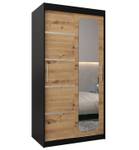 Armoire à portes coulissantes promo v2 Noir - Imitation chêne - Largeur : 100 cm - 2 porte