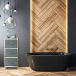 Étagère de salle de bain avec 3 paniers Marron - Gris - Bois manufacturé - Textile - 28 x 65 x 26 cm