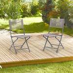 Gartenstuhl klappbar 2er Set Silber - Weiß - Metall - Textil - 47 x 85 x 60 cm