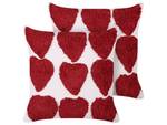 Coussin décoratif MINGORA Rouge - Blanc - Fibres naturelles - 45 x 4 x 45 cm