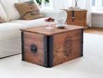 Truhe "Coffee Works" massiv Holz Vintage Braun - Massivholz - 80 x 44 x 55 cm