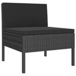 Garten-Sofagarnitur (6-teilig) 3094321 Schwarz - Metall - Polyrattan - 60 x 35 x 60 cm