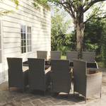 Garten-Essgruppe (9-teilig) 3094939 Grau - Kunststoff - Polyrattan - 100 x 75 x 250 cm