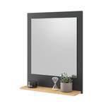 Miroir de salle de bains Fabio Gris - En partie en bois massif - 60 x 74 x 15 cm