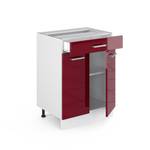 Meuble bas R-Line 60cm bordeaux /blanc Bordeaux brillant - Blanc