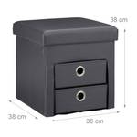 Tabouret de rangement carré pliant Anthracite - Argenté