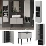 Badmöbel Set Gerta 40555 Schwarz - Grau - Holzwerkstoff - 80 x 79 x 50 cm