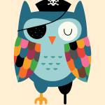 Tableau capitaine hibou 30 x 45 cm