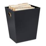 Holzkorb Kunstleder mit Griffen Schwarz - Holzwerkstoff - Papier - Kunststoff - 45 x 50 x 38 cm