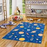 Kinder Spiel Teppich Weltall Blau 100 x 100 cm