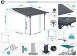 Carport KLEO Wandmontage Grau - Breite: 300 cm