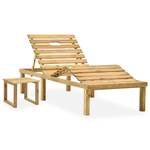 Chaise longue avec table Marron - Bois massif - Bois/Imitation - 70 x 77 x 200 cm