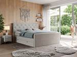 Boxspringbett KING VELEN Sandbraun - Breite: 180 cm - H3 - Textil