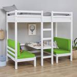 Lit enfant haut BasicJumbo Blanc crème brillant - Vert - Blanc